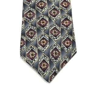 PIERRE CARDIN Gray Red Floral Geometric Elegant Vintage Tie Men's Necktie